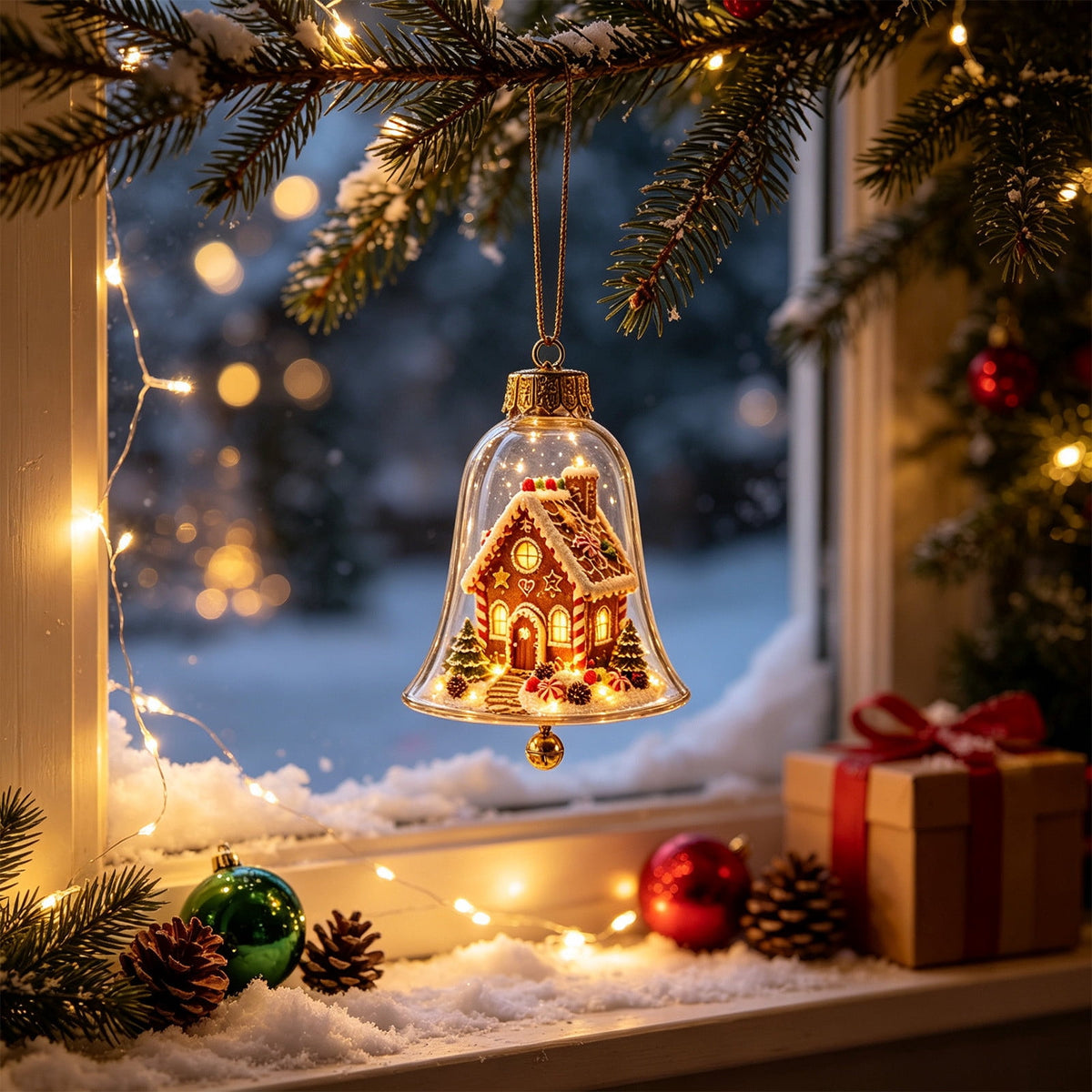 Mivyn Glowing Christmas Story Ornament, 4"Light-Up Mini Holiday Scene with Warm LED Light, Festive Keepsake Gift for Home Christmas Party Decoration,1PCS,