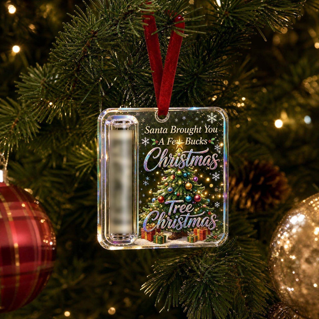 Christmas Cash Gift Stocking Shaped Ornament, Crystal-Clear Cash Holder Ornament with Xmas Stocking Design, Hanging Money Keepsake for Christmas Tree Wreath Garland, Surprise for Family Friends (F)