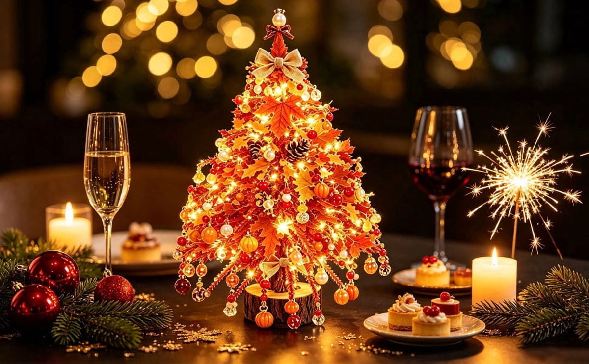 UALSRZL DIY Beaded Christmas Tree Kit, Christmas Decorations Handmade Beads Craft Set, Sparkling Crystal Xmas Ornaments for Table Decor Holiday Gifts