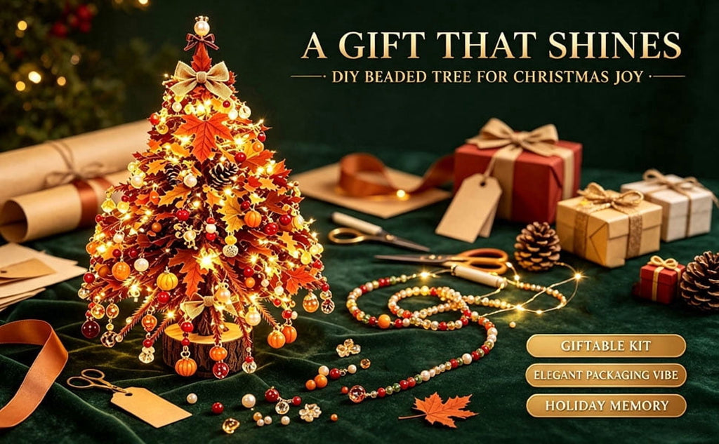 UALSRZL DIY Beaded Christmas Tree Kit, Christmas Decorations Handmade Beads Craft Set, Sparkling Crystal Xmas Ornaments for Table Decor Holiday Gifts