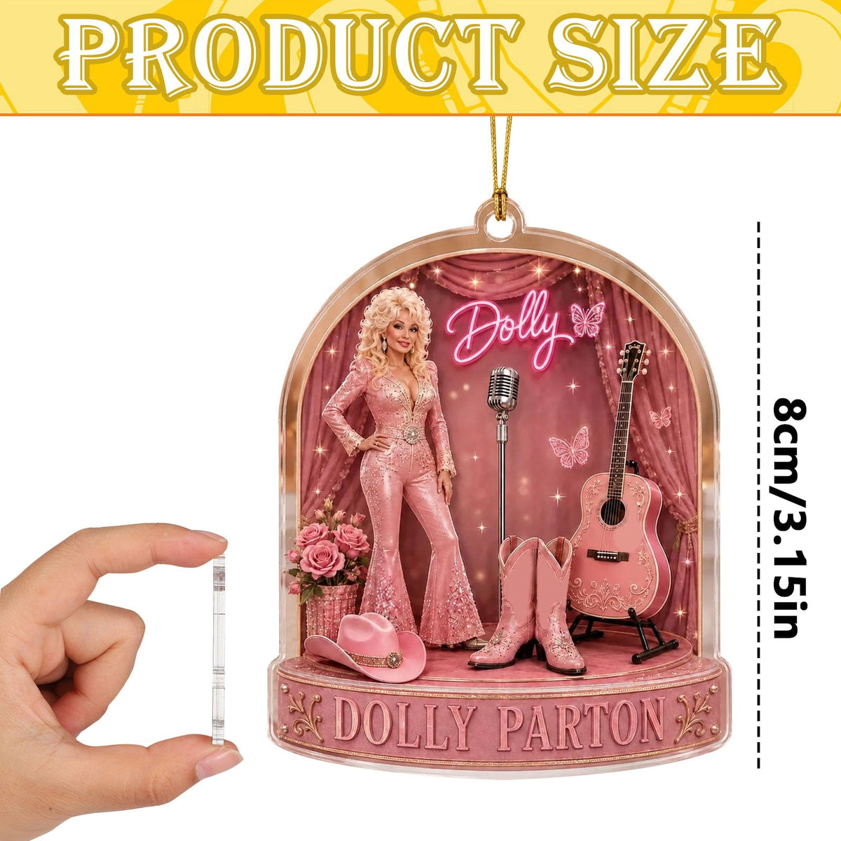 Dolly Memorial Acrylic Christmas Ornament Themed Christmas Ornament for Tree Car Office Home Dolly Themed Xmas Hanging Decor Country Music Holiday Decoration Gift