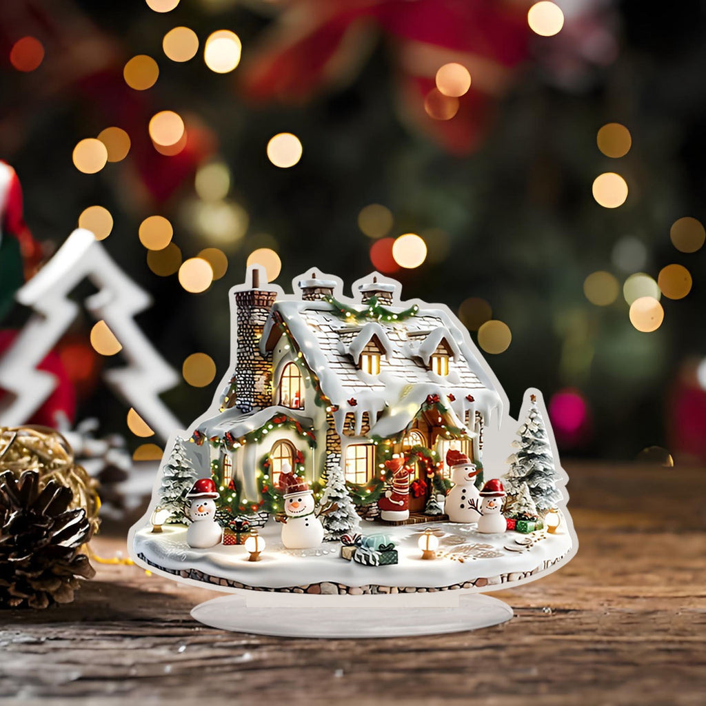 PEIBang Christmas Table Decorations,Snow House Decor Christmas Centerpiece,Christmas Village Houses for Home Office