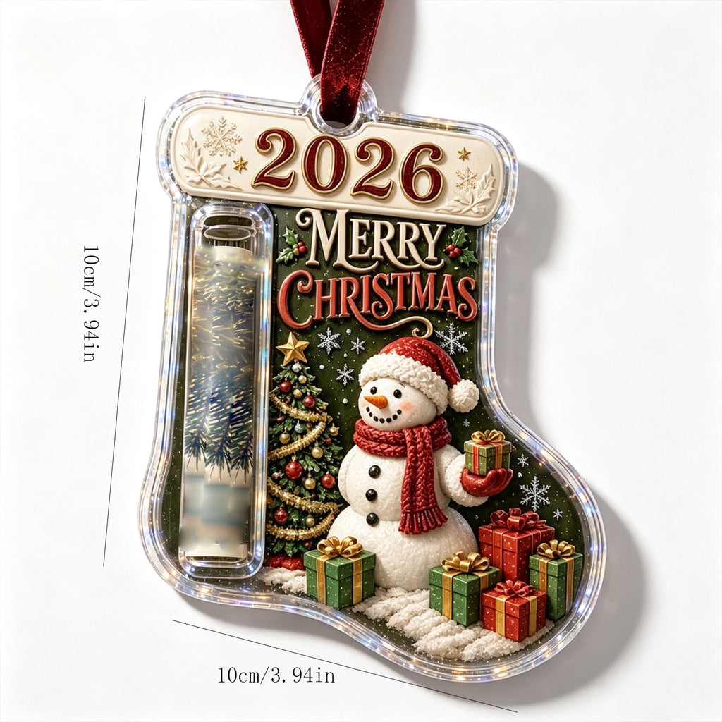 Christmas Cash Gift Stocking Shaped Ornament, Crystal-Clear Cash Holder Ornament with Xmas Stocking Design, Hanging Money Keepsake for Christmas Tree Wreath Garland, Surprise for Family Friends (F)
