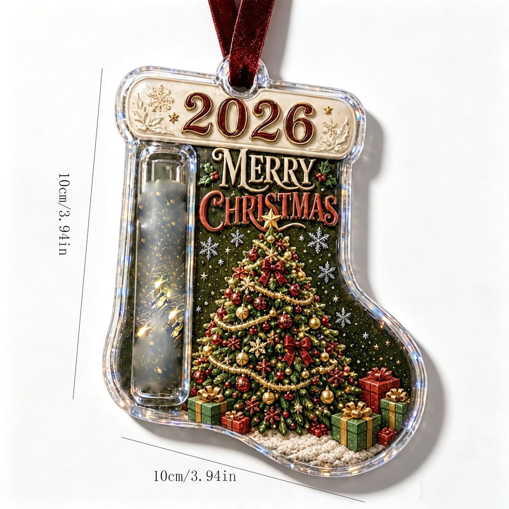 Christmas Cash Gift Stocking Shaped Ornament, Crystal-Clear Cash Holder Ornament with Xmas Stocking Design, Hanging Money Keepsake for Christmas Tree Wreath Garland, Surprise for Family Friends (F)