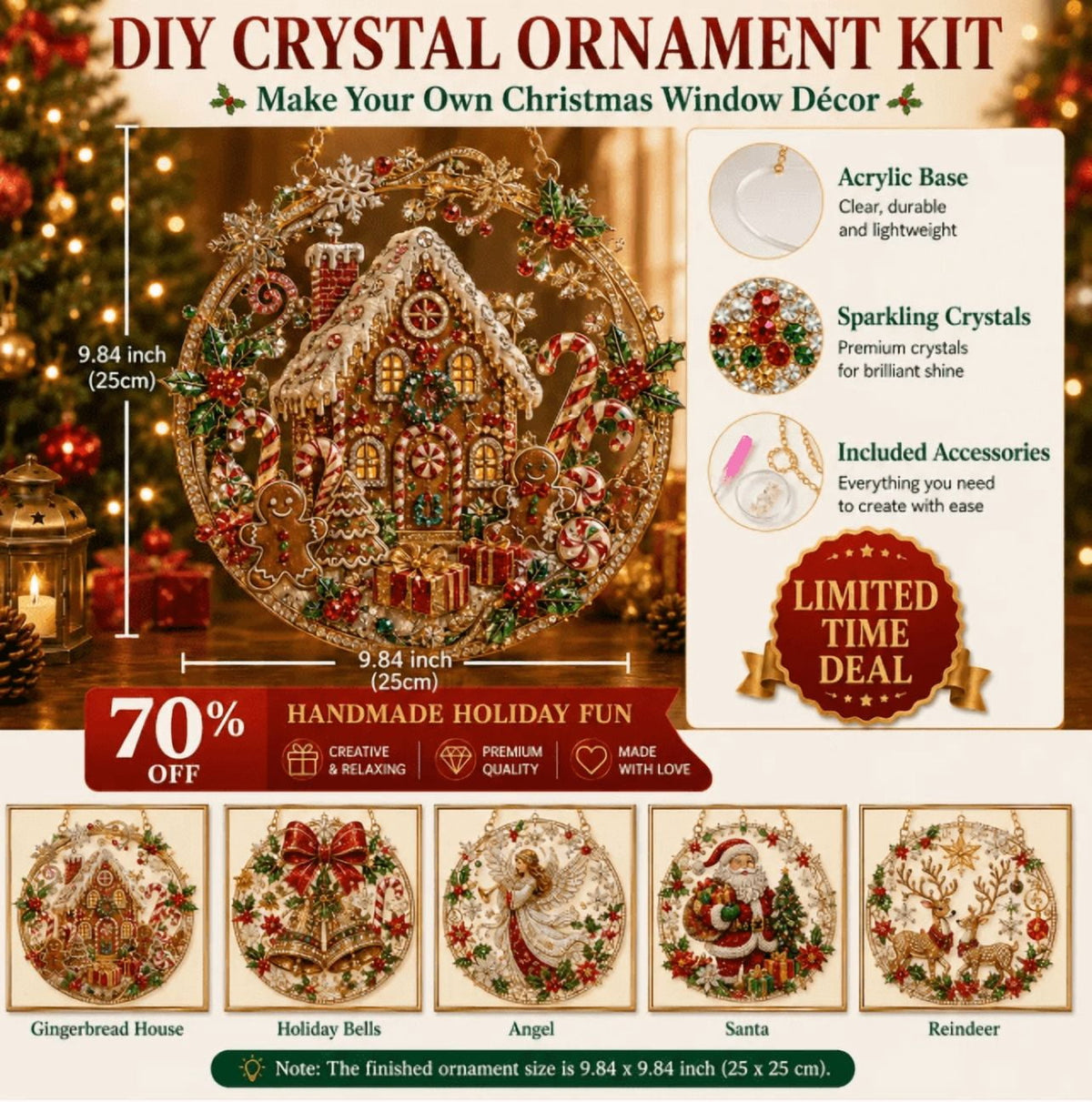 Christmas in July DIY Diamond Art Hanging Ornament – Handmade Sparkling Christmas Keepsake Quiet Leisure Craft for Summer Rainy Afternoons