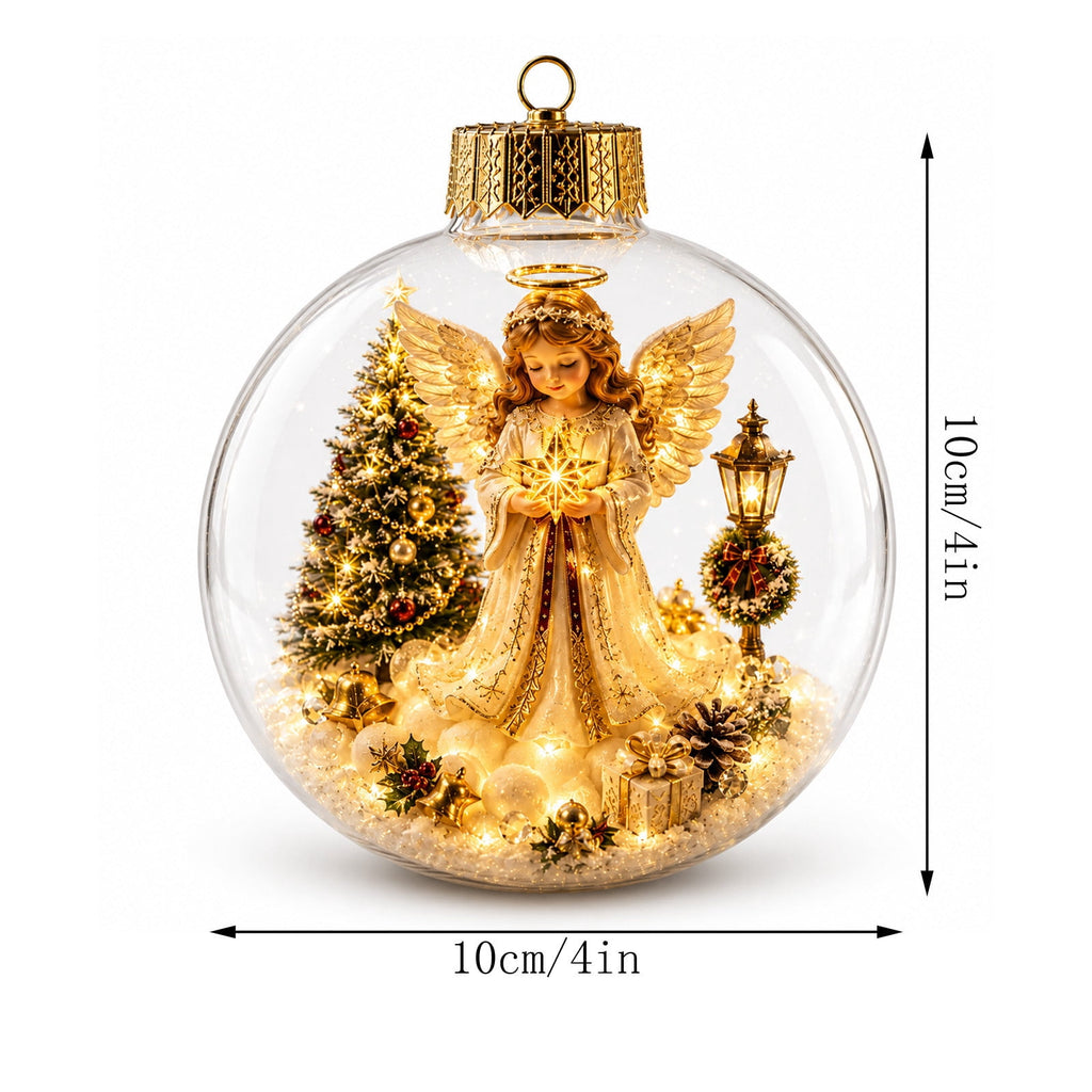 Mivyn Glowing Christmas Story Ornament, 4"Light-Up Mini Holiday Scene with Warm LED Light, Festive Keepsake Gift for Home Christmas Party Decoration,1PCS,