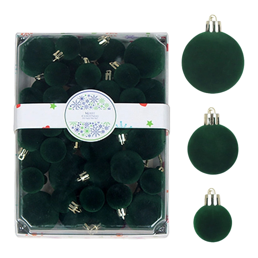 Christmas Ball Ornaments 42 Piece Flocked Gold Tan Velvet Assorted Box Set Tree Hanging Baubles