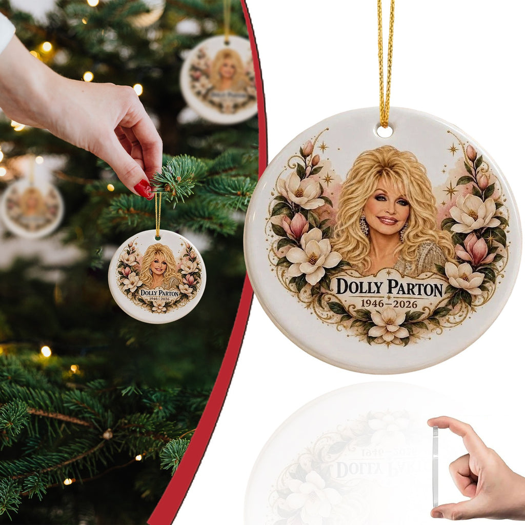 Dolly Memorial Acrylic Christmas Ornament Themed Christmas Ornament for Tree Car Office Home Dolly Themed Xmas Hanging Decor Country Music Holiday Decoration Gift