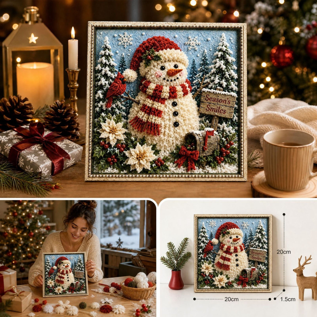 Clearance 3D Christmas Wreath Fabric Poke Art Kit, Jesus Poke Art Kits for Adults, Christmas Wreaths Ornament Making Kit for Front Door